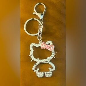 Hello Kitty very cute silver and pink bag charm or key chain.